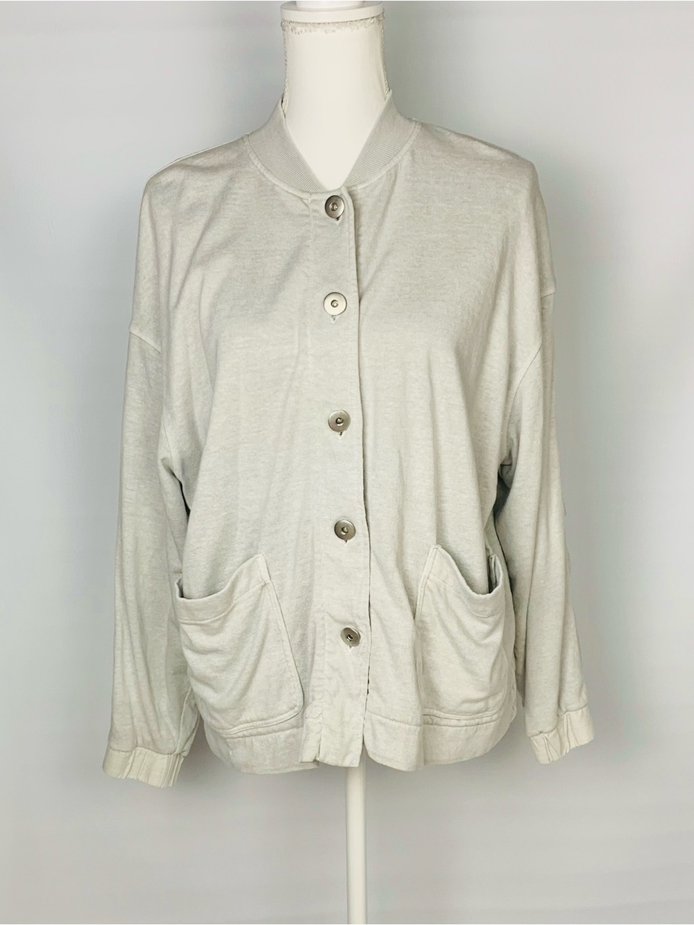 Wrap London Women Size 10 Bomber Jacket Hemp Organic Cotton Button Up Pockets